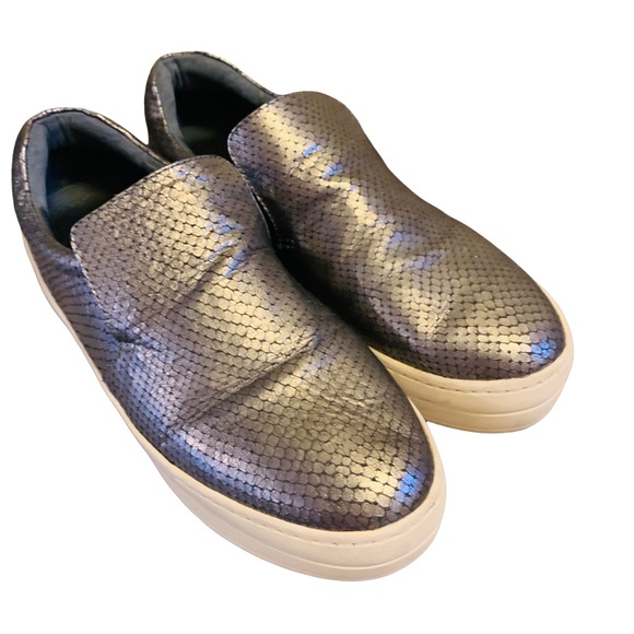 J/Slides NYC Harry Snake-Embossed Leather Slip-ON - Picture 3 of 10